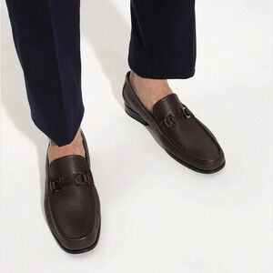 ! Salvatore Ferragamo Crown Leather Loafer, Brown 8.5